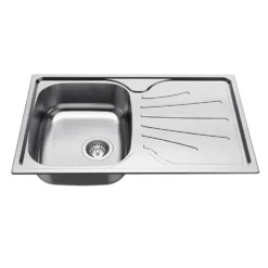 Clearwater Deep Blue Compact Single Bowl Brushed Stainless Steel sink & Waste with Reversible Drainer - 800 x 500mm