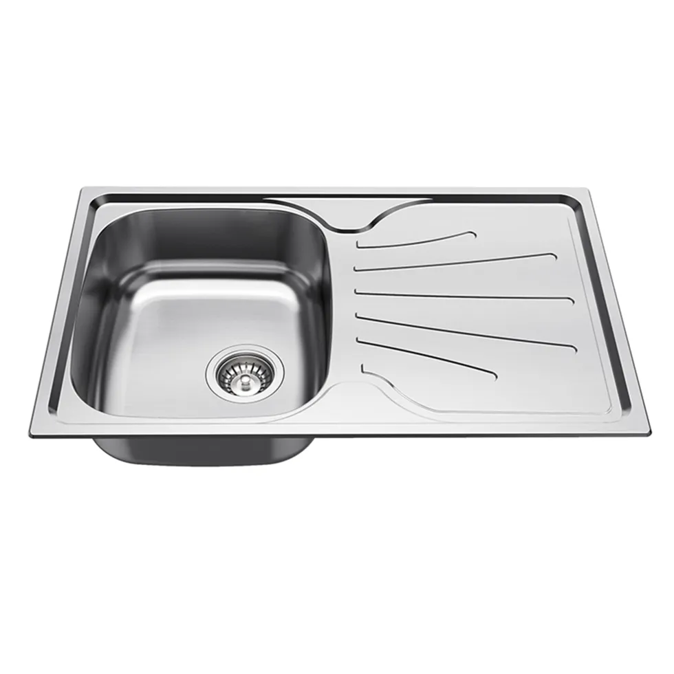 Clearwater Deep Blue Compact Single Bowl Brushed Stainless Steel sink & Waste with Reversible Drainer - 800 x 500mm