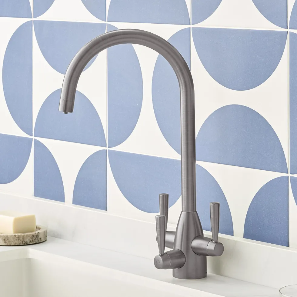 Clearwater Eclipse Triple Lever Mono Kitchen Mixer and Cold Filtered Water Tap - Brushed Nickel