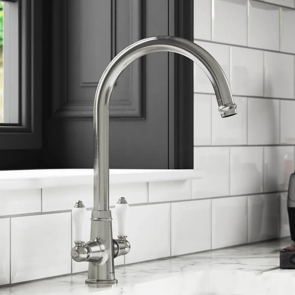 Clearwater Elegance Twin Lever Mono Sink Mixer with Swivel Spout