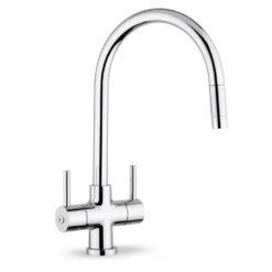 Clearwater Emporia Twin Lever Mono Sink Mixer with Swivel Spout & Pull Out Aerator