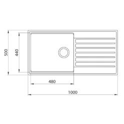 Clearwater Kameo Smart 1 Bowl Granite Composite Kitchen Sink - 1000 x 500mm