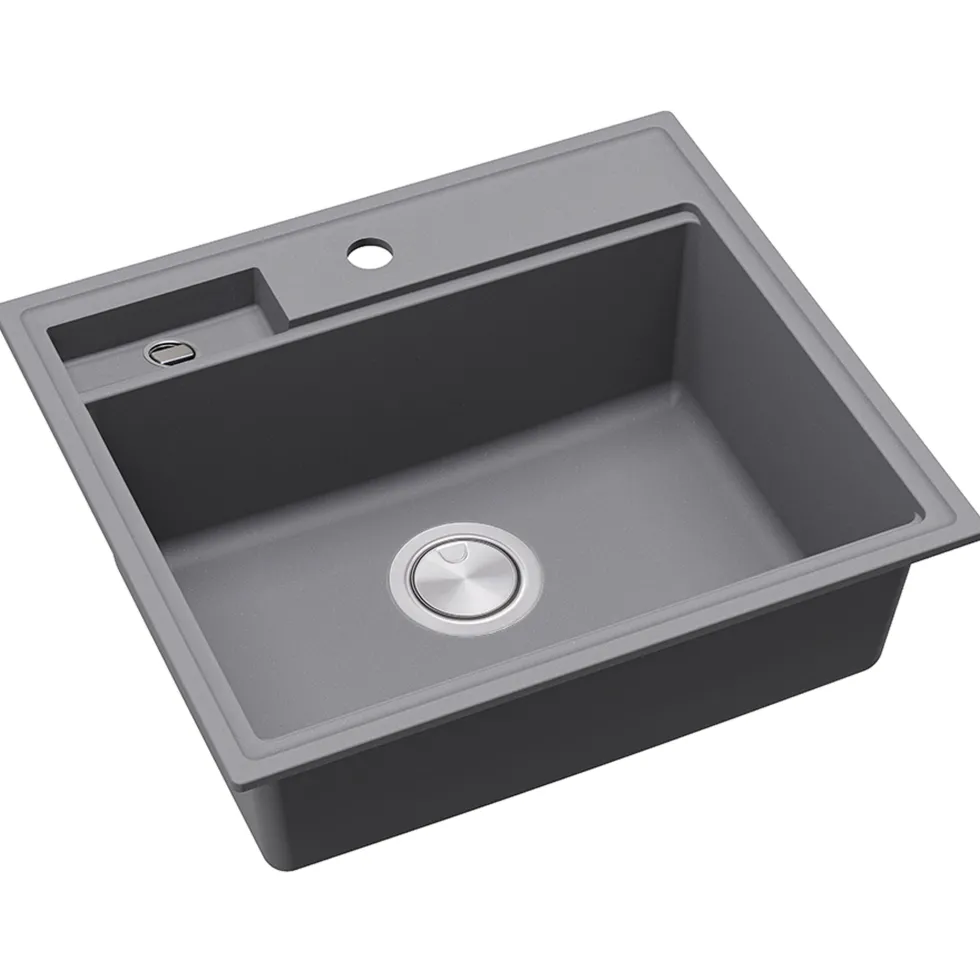 Clearwater Kameo-X Smart 1 Bowl Granite Composite Inset/Undermount Kitchen Sink & Waste Kit - 560 x 500mm