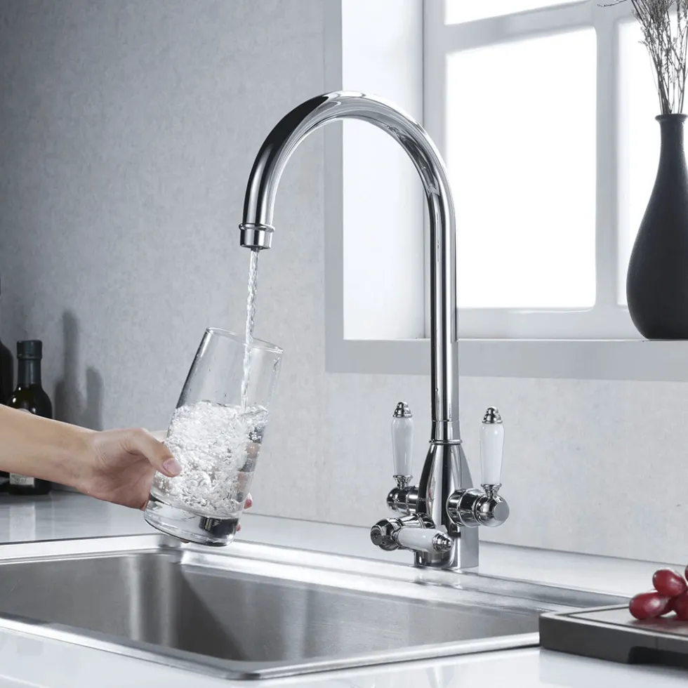 Clearwater Krypton Triple Lever Mono Kitchen Mixer and Cold Filtered Water Tap
