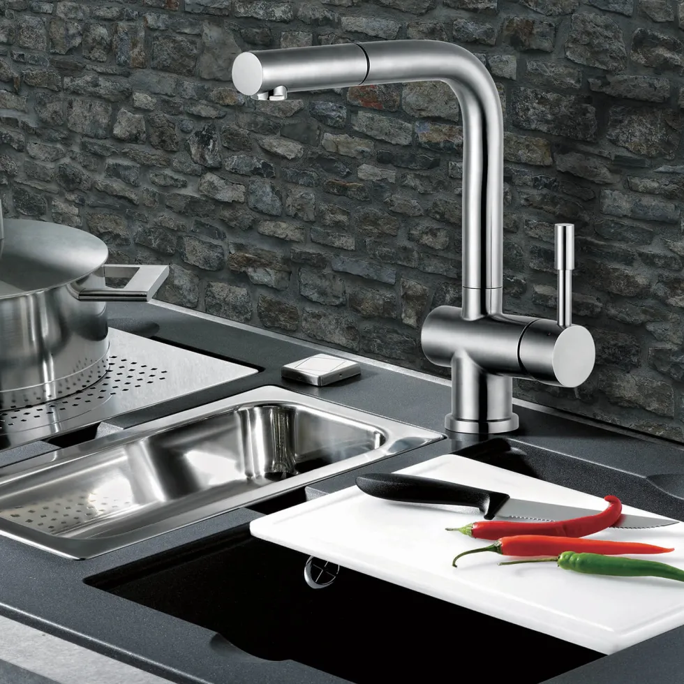 Clearwater Mercury Pull Out Single Lever Monobloc Kitchen Mixer - Stainless Steel