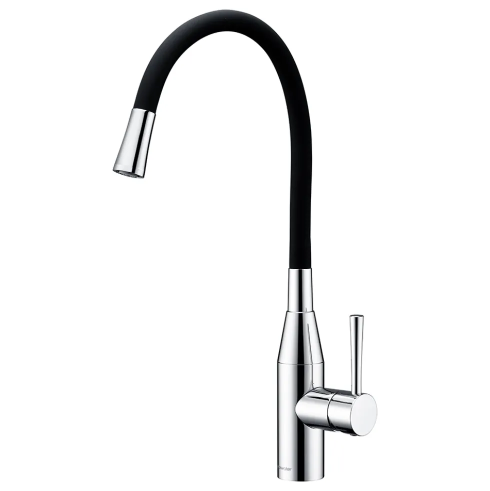 Clearwater Morpho Mono Kitchen Mixer with 'Flex & Stay' Spout - Polished Chrome & Choice of Hose Colour