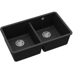 Clearwater Nova 2 Bowl Granite Composite Inset/Undermount Kitchen Sink - 810 x 480mm