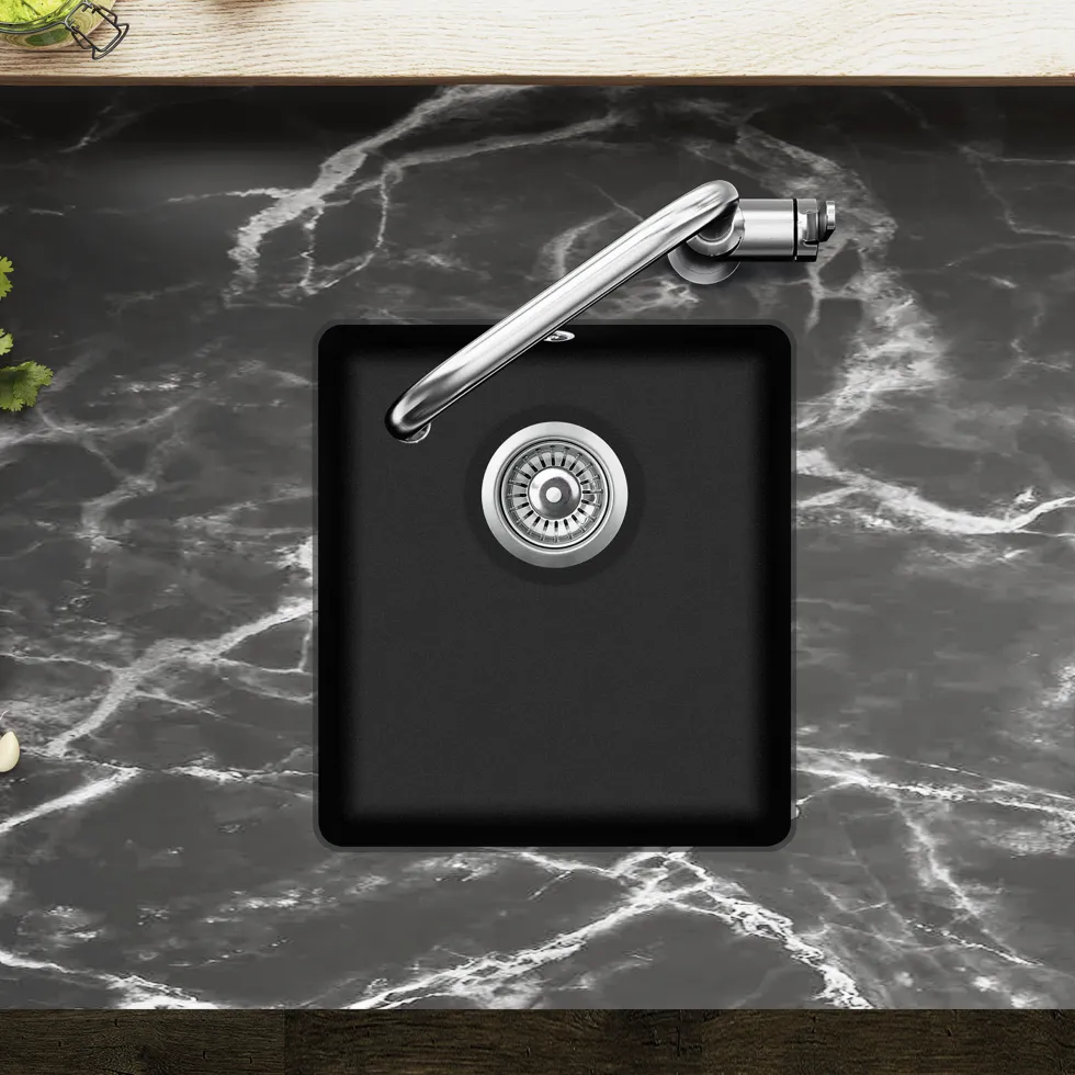 Clearwater Nova 1 Bowl Granite Composite Inset/Undermount Kitchen Sink - 420 x 460mm
