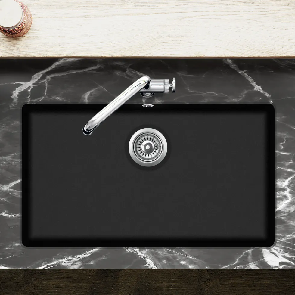 Clearwater Nova 1 Bowl Granite Composite Inset/Undermount Kitchen Sink - 810 x 480mm