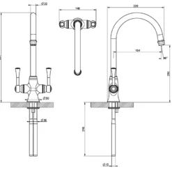 Clearwater Regent Twin Lever Mono Sink Mixer with Swivel Spout
