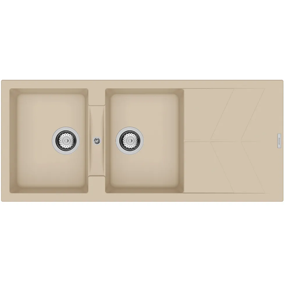 Clearwater Rio 2 Bowl Granite Composite Inset Kitchen Sink - 1160 x 500mm