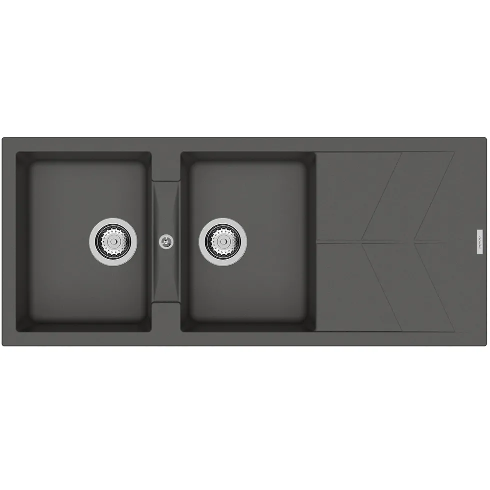 Clearwater Rio 2 Bowl Granite Composite Inset Kitchen Sink - 1160 x 500mm