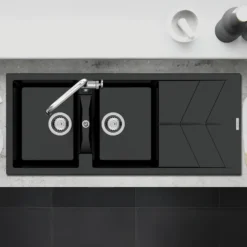 Clearwater Rio 2 Bowl Granite Composite Inset Kitchen Sink - 1160 x 500mm