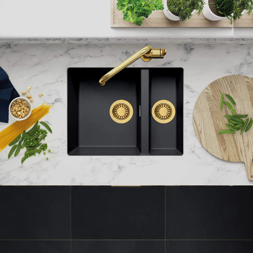Clearwater Siena 1.5 Bowl Granite Composite Undermount Kitchen Sink & Waste - 555 x 460mm