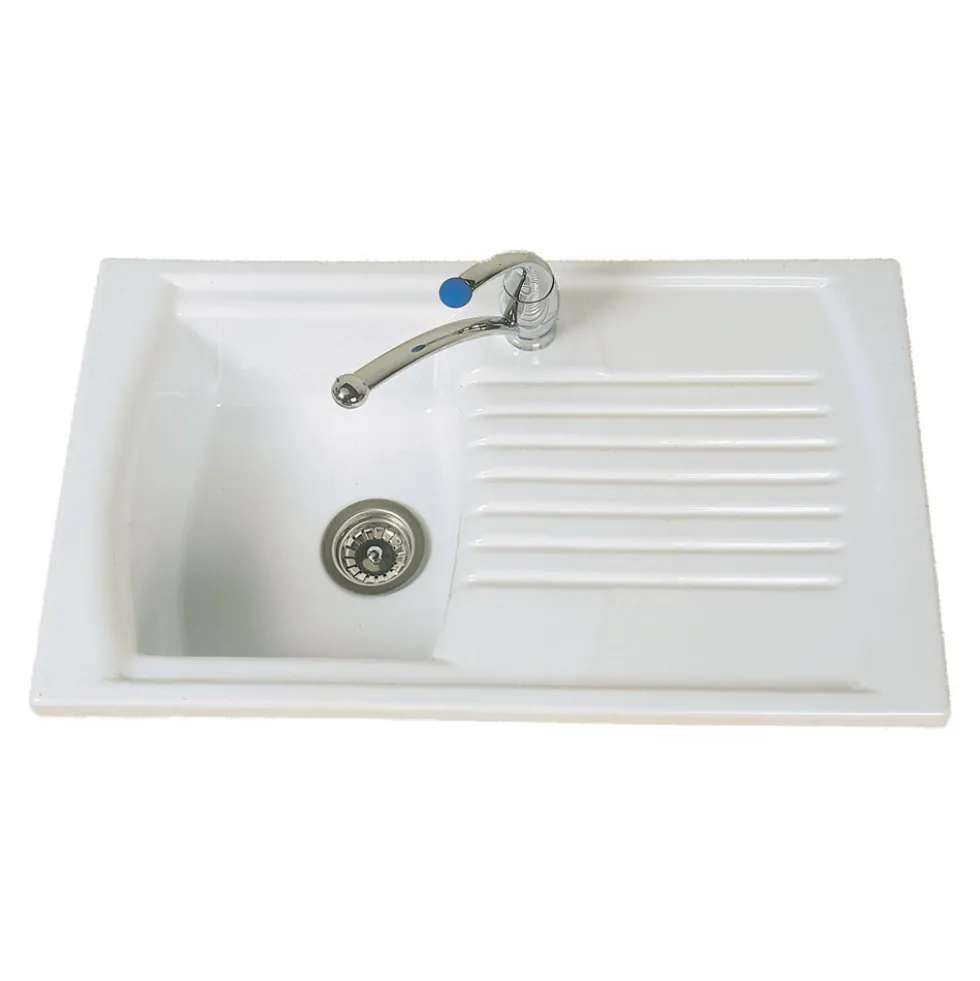 Clearwater Sonnet White Ceramic Single Bowl Sink with Reversible Drainer - 850 x 500mm