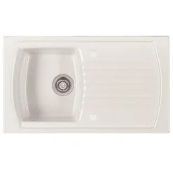 Clearwater Sonnet White Ceramic Single Bowl Sink with Reversible Drainer - 850 x 500mm