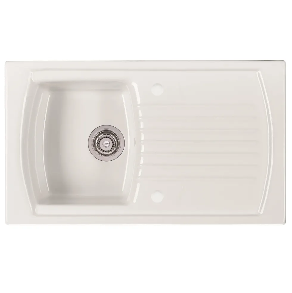 Clearwater Sonnet White Ceramic Single Bowl Sink with Reversible Drainer - 850 x 500mm