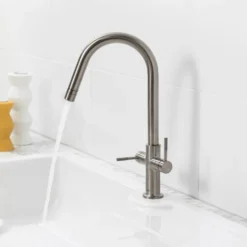 Clearwater Topaz Twin Lever Mono Kitchen Mixer with 'Twist & Spray' Spout and Knurled Handles