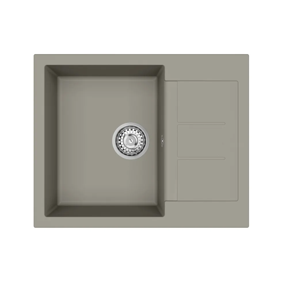 Clearwater Vesta 1 Bowl Granite Composite Kitchen Sink with Reversible Drainer - 620 x 500mm