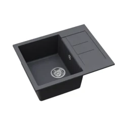 Clearwater Vesta 1 Bowl Granite Composite Kitchen Sink with Reversible Drainer - 620 x 500mm