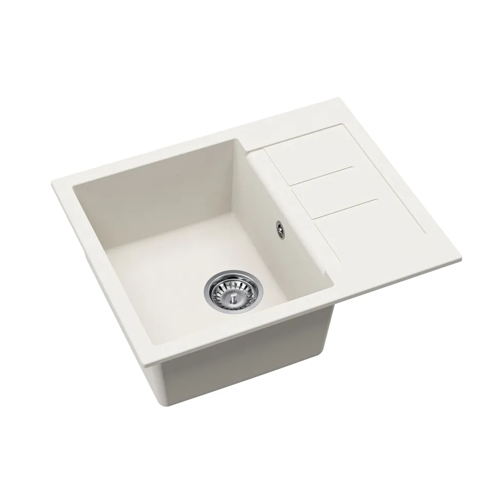 Clearwater Vesta 1 Bowl Granite Composite Kitchen Sink with Reversible Drainer - 620 x 500mm