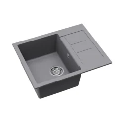 Clearwater Vesta 1 Bowl Granite Composite Kitchen Sink with Reversible Drainer - 620 x 500mm