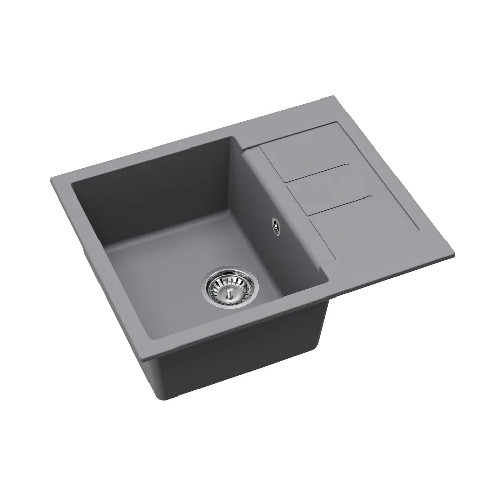 Clearwater Vesta 1 Bowl Granite Composite Kitchen Sink with Reversible Drainer - 620 x 500mm