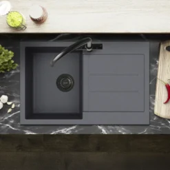 Clearwater Vesta 1 Bowl Granite Composite Kitchen Sink with Reversible Drainer - 780 x 500mm