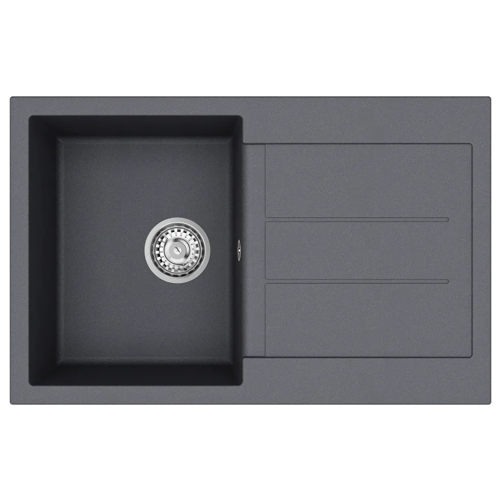 Clearwater Vesta 1 Bowl Granite Composite Kitchen Sink with Reversible Drainer - 780 x 500mm