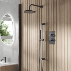 Core Concealed Thermostatic Valve, Fixed Head & Shower Rail Kit