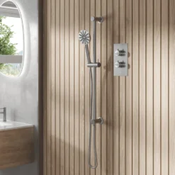 Core 1 Outlet Concealed Shower Valve & Slide Rail Kit with Fluted Handset