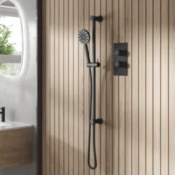 Core 1 Outlet Concealed Shower Valve & Slide Rail Kit with Fluted Handset