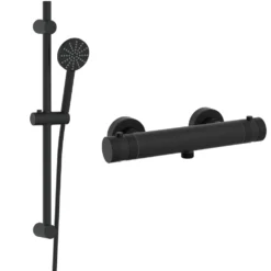 Core 1 Outlet Exposed Thermostatic Bar Valve & Fluted Slide Rail Shower Kit