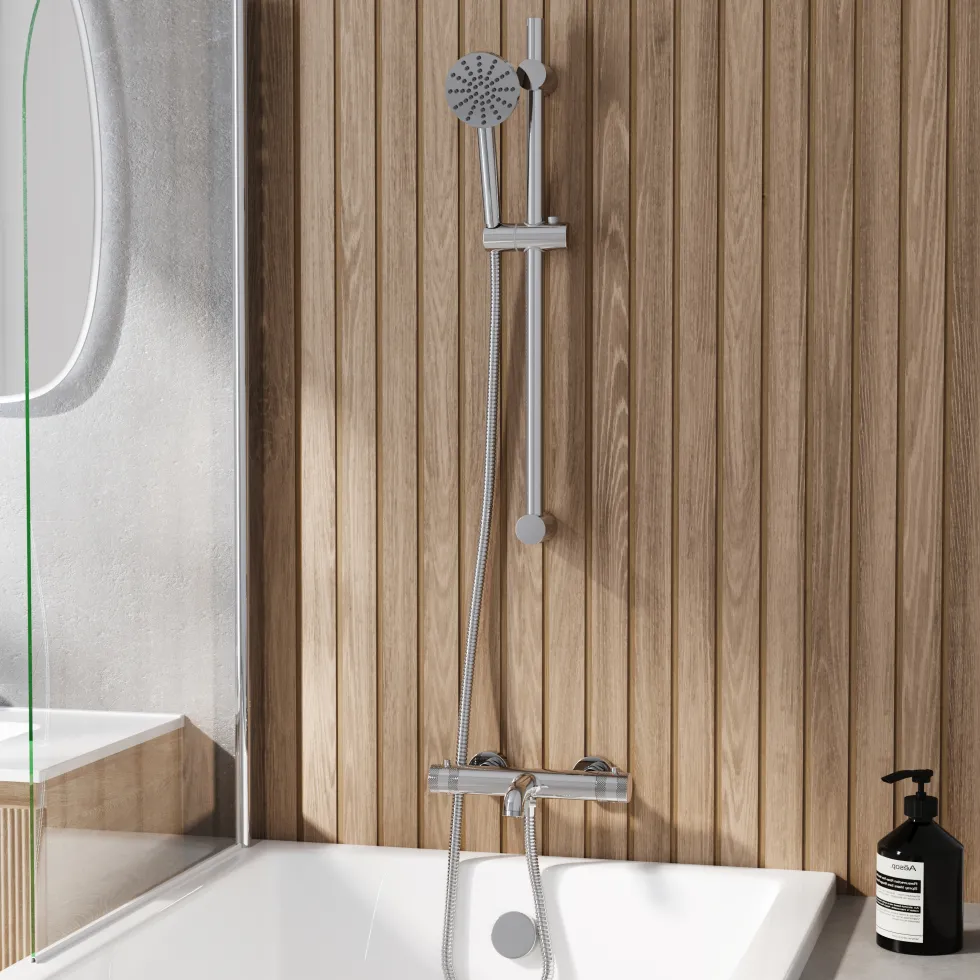 Core 2 Outlet Wall Mounted Bath Shower Mixer with Slide Rail Kit