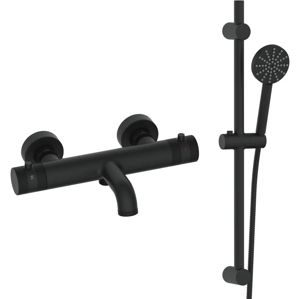 Core 2 Outlet Wall Mounted Bath Shower Mixer with Slide Rail Kit