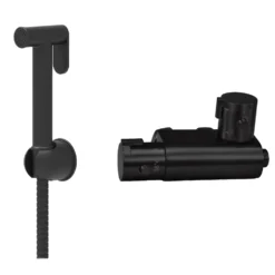 Core Round Douche Kit With Thermostatic Valve - Matt Black