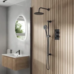 Core Shower Package with 2 Outlet Concealed Valve, Shower Head & Fluted Handset Slide Rail Kit