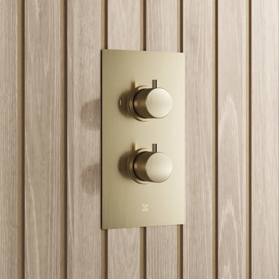 Core Shower Package with 2 Outlet Concealed Valve with Wall Mounted Fluted Spotlight Shower Head & Fluted Handset Slide Rail Kit