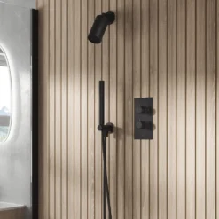 Core Shower Package with 2 Outlet Concealed Valve with Wall Mounted Fluted Spotlight Shower Head & Shower Wall Kit