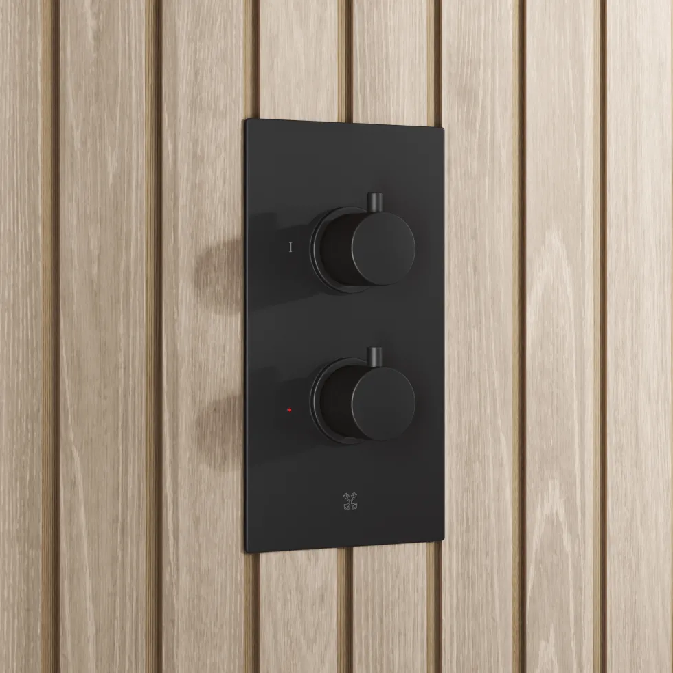 Core Shower Package with 2 Outlet Concealed Valve with Wall Mounted Fluted Spotlight Shower Head & Shower Wall Kit