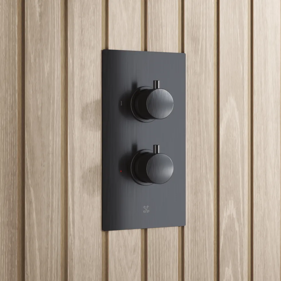 Core Shower Package with 2 Outlet Concealed Valve with Wall Mounted Fluted Spotlight Shower Head & Shower Wall Kit