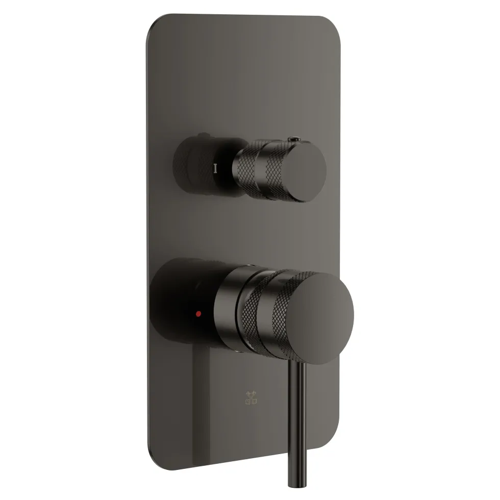 Core Shower Package with 2 Outlet Manual Valve, Fixed Wall Mounted Shower Head & Fluted Handset Slide Rail Kit