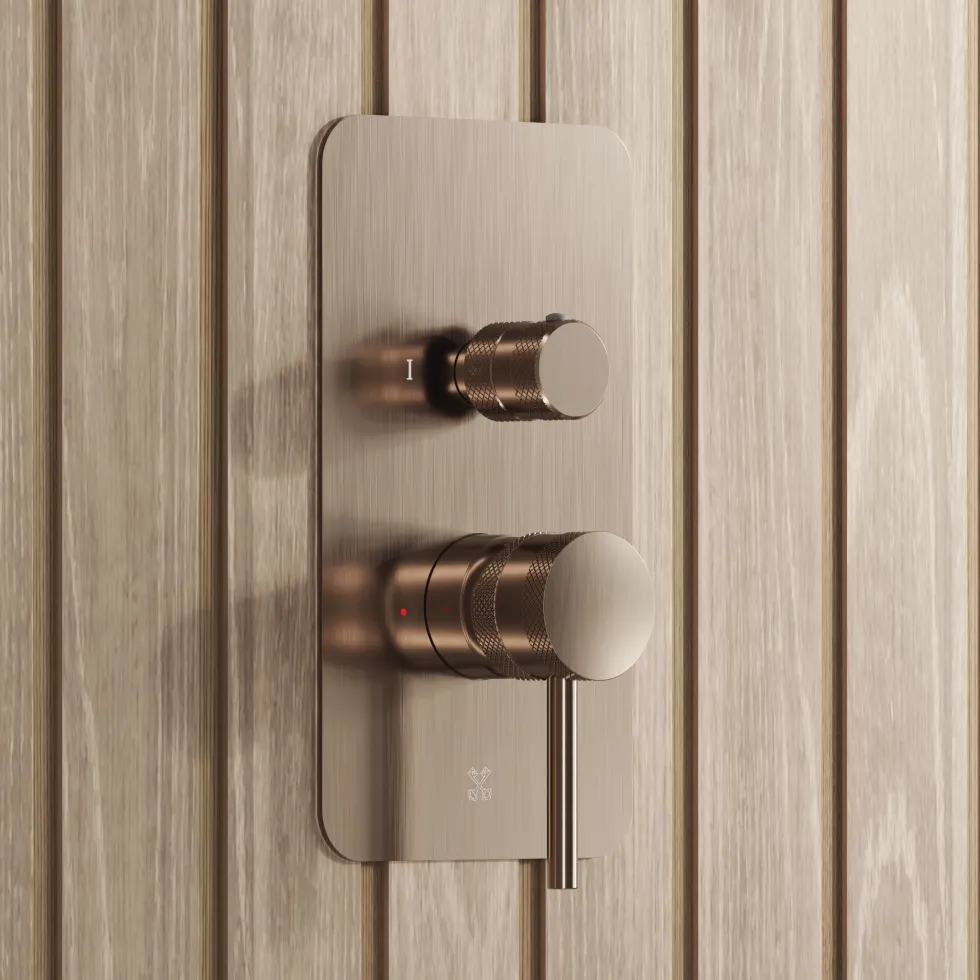 Core Shower Package with 2 Outlet Manual Valve, Fixed Wall Mounted Shower Head & Fluted Handset Slide Rail Kit