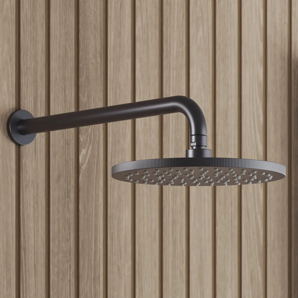 Core Shower Package with 2 Outlet Manual Valve, Fixed Wall Mounted Shower Head & Fluted Handset Slide Rail Kit