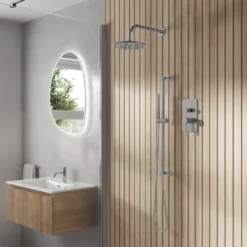 Core Shower Package with 2 Outlet Manual Valve, Fixed Wall Mounted Shower Head & Microphone Handset Slide Rail Kit