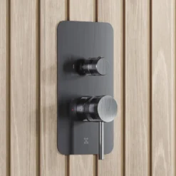Core Shower Package with 2 Outlet Manual Valve, Fixed Wall Mounted Shower Head & Microphone Handset Slide Rail Kit