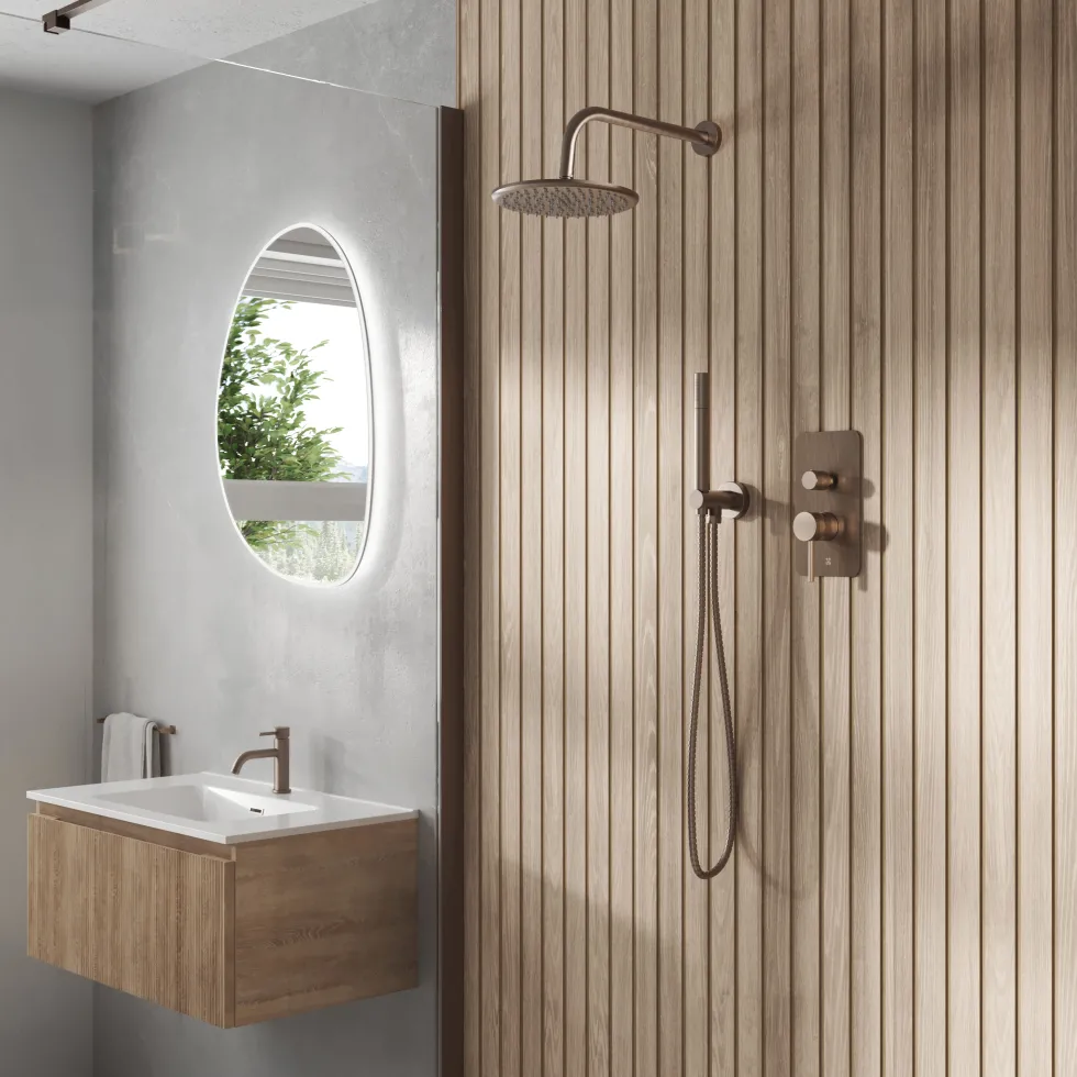 Core Shower Package with 2 Outlet Manual Valve, Fixed Wall Mounted Shower Head & Shower Kit