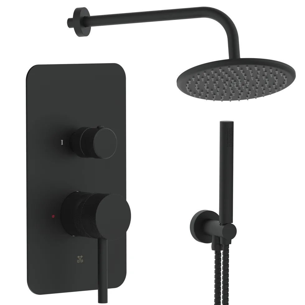 Core Shower Package with 2 Outlet Manual Valve, Fixed Wall Mounted Shower Head & Shower Kit