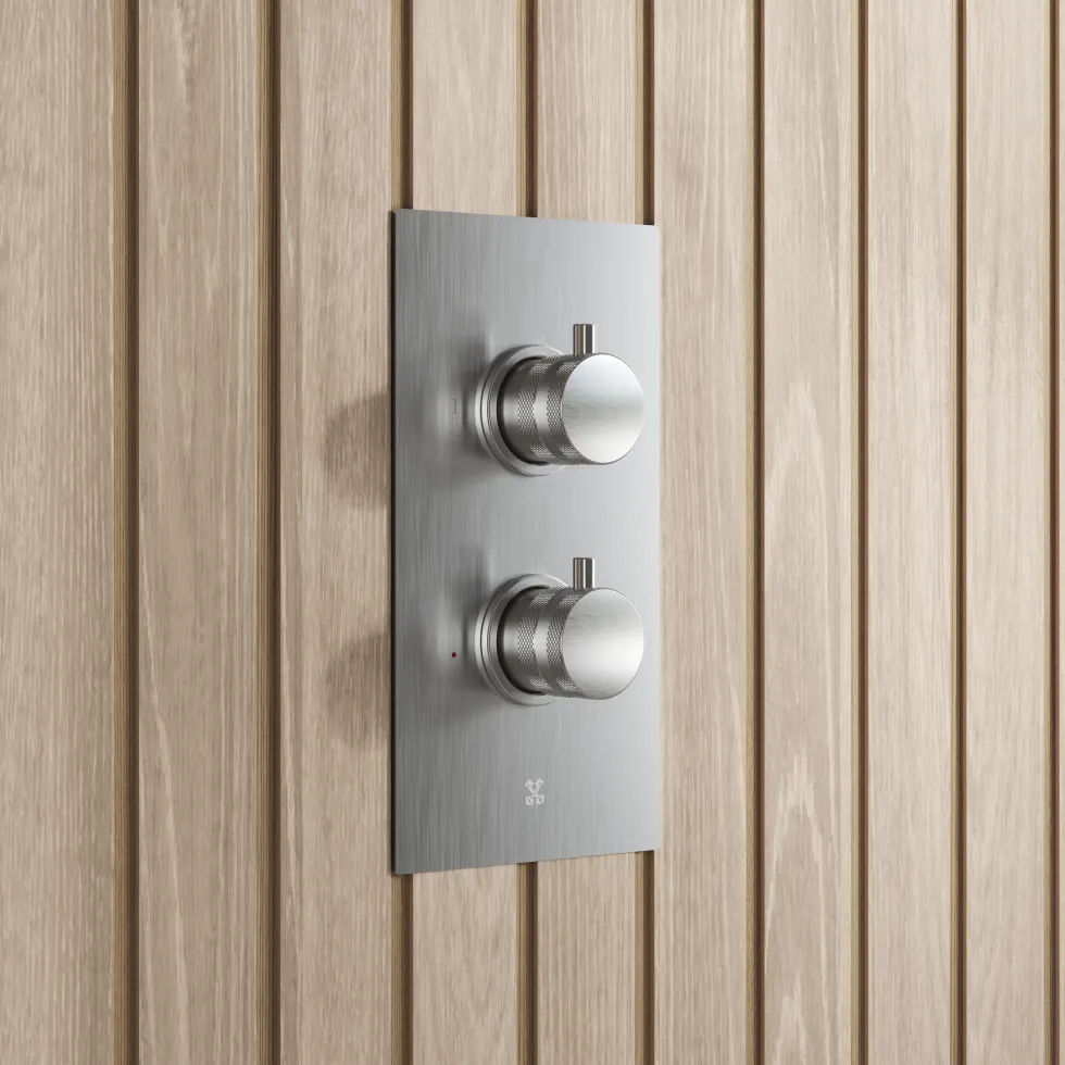 Core Shower Package with 2 Outlet Valve, Fixed Wall Mounted Square Shower Head & Shower Wall Kit