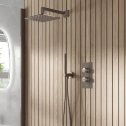 Core Shower Package with 2 Outlet Valve, Fixed Wall Mounted Square Shower Head & Shower Wall Kit